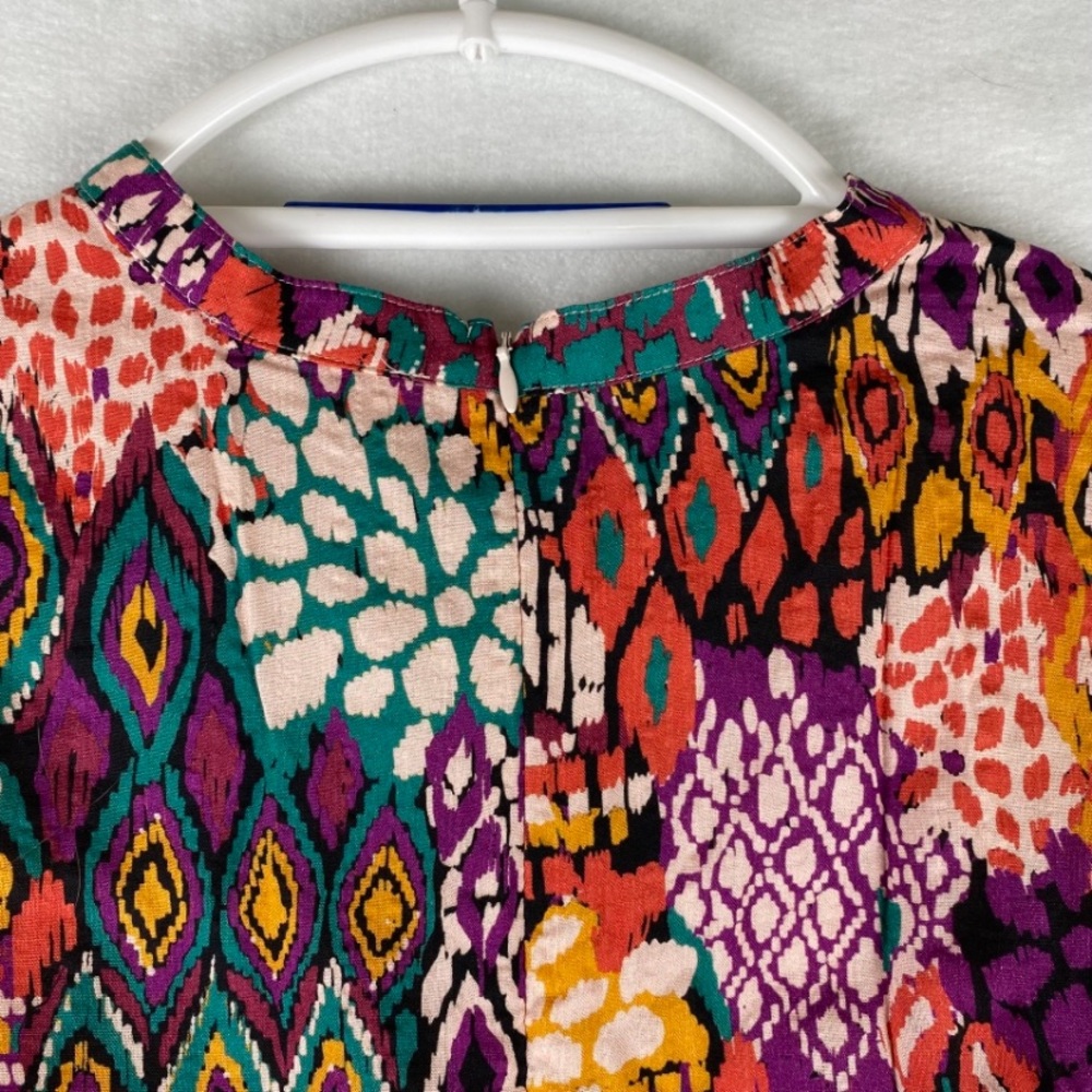 AVARA | Women’s Colorful V Neck Blouse Cuffed Scrunch Sleeve | Small | - Picture 8 of 11